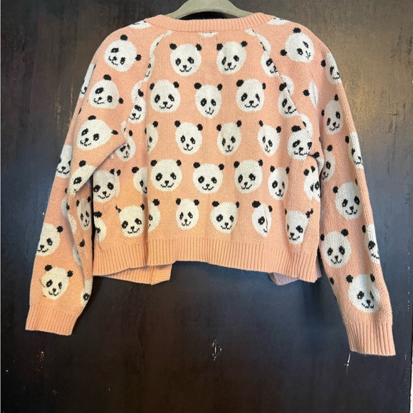 Tea Collection 4-5 Kids Panda Cardigan Sweater - Peach and White - Picture 5 of 6